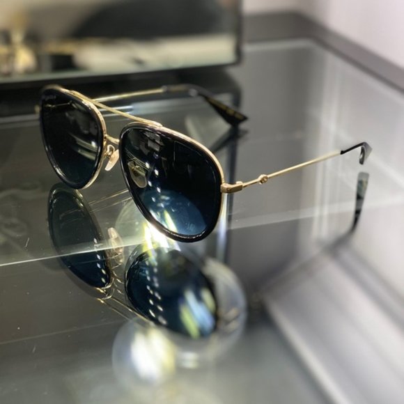 NEW GUCCI Polarized Rimmed Metal Black Sunglasses - Picture 3 of 7